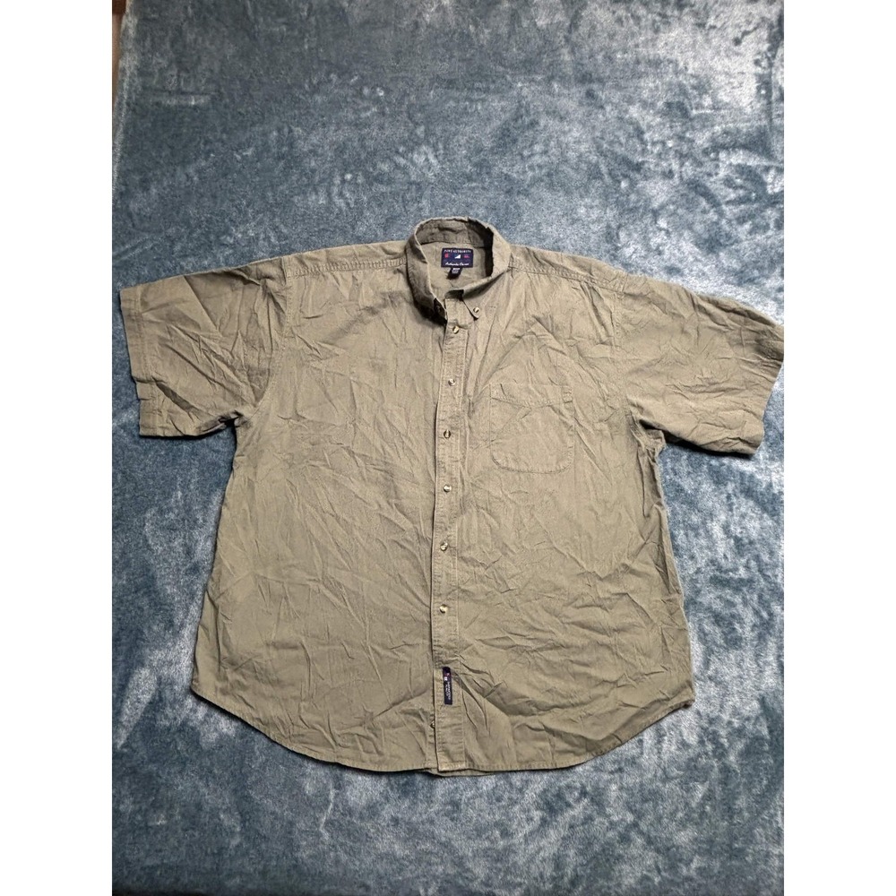 Port Authority Short Sleeve Button Down Shirt XXL Men's Olive Green Cotton